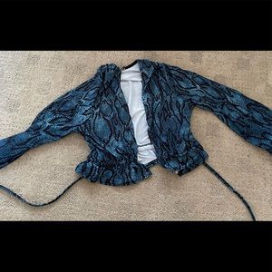 Nasty Gal Blue Snake Skin tie top